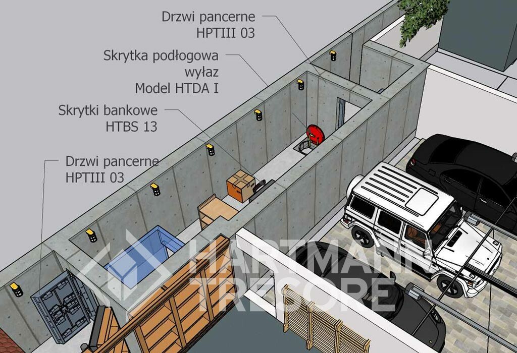 schron przydomowy ukryty za garazem